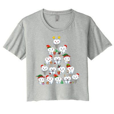 Funny Cute Christmas Dentistree Tooth Tree Women's Crop Top Tee