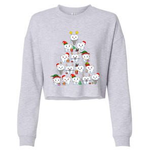 Funny Cute Christmas Dentistree Tooth Tree Cropped Pullover Crew