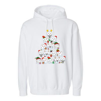 Funny Cute Christmas Dentistree Tooth Tree Garment-Dyed Fleece Hoodie