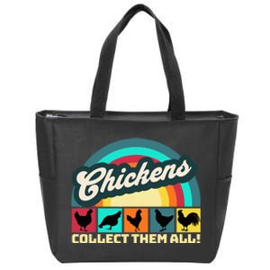 Funny Chicken Collector Farm Life Zip Tote Bag