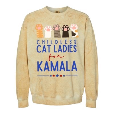 Funny Childless Cat Ladies For Kamala Harris 2024 President Colorblast Crewneck Sweatshirt