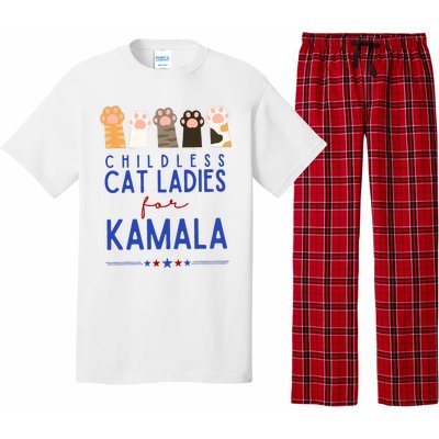 Funny Childless Cat Ladies For Kamala Harris 2024 President Pajama Set