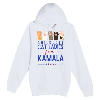 Funny Childless Cat Ladies For Kamala Harris 2024 President Premium Pullover Hoodie