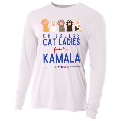 Funny Childless Cat Ladies For Kamala Harris 2024 President Cooling Performance Long Sleeve Crew