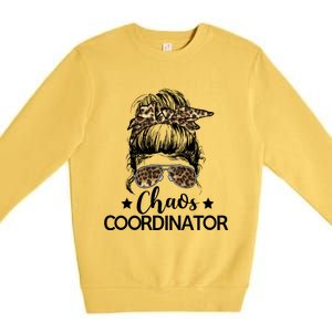 Funny Chaos Coordinator Leopard Messy Bun Boss Lady Cute Gift Premium Crewneck Sweatshirt