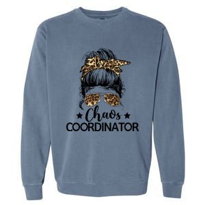 Funny Chaos Coordinator Leopard Messy Bun Boss Lady Cute Gift Garment-Dyed Sweatshirt