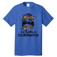 Funny Chaos Coordinator Leopard Messy Bun Boss Lady Cute Gift Tall T-Shirt