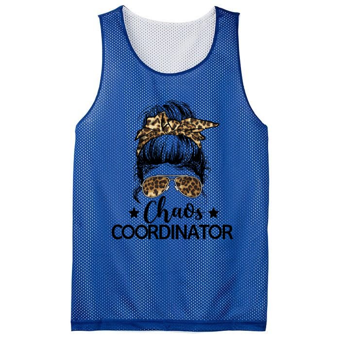 Funny Chaos Coordinator Leopard Messy Bun Boss Lady Cute Gift Mesh Reversible Basketball Jersey Tank