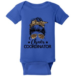 Funny Chaos Coordinator Leopard Messy Bun Boss Lady Cute Gift Baby Bodysuit