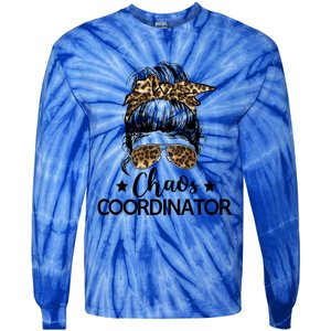 Funny Chaos Coordinator Leopard Messy Bun Boss Lady Cute Gift Tie-Dye Long Sleeve Shirt