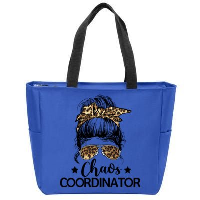 Funny Chaos Coordinator Leopard Messy Bun Boss Lady Cute Gift Zip Tote Bag