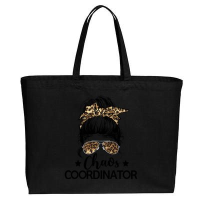 Funny Chaos Coordinator Leopard Messy Bun Boss Lady Cute Gift Cotton Canvas Jumbo Tote