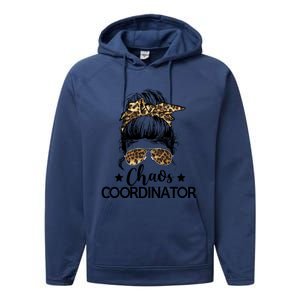 Funny Chaos Coordinator Leopard Messy Bun Boss Lady Cute Gift Performance Fleece Hoodie