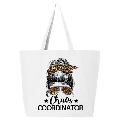 Funny Chaos Coordinator Leopard Messy Bun Boss Lady Cute Gift 25L Jumbo Tote