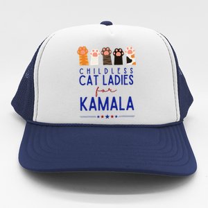 Funny Childless Cat Ladies For Kamala Harris 2024 Trucker Hat