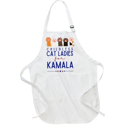 Funny Childless Cat Ladies For Kamala Harris 2024 Full-Length Apron With Pockets