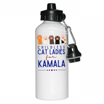 Funny Childless Cat Ladies For Kamala Harris 2024 Aluminum Water Bottle 