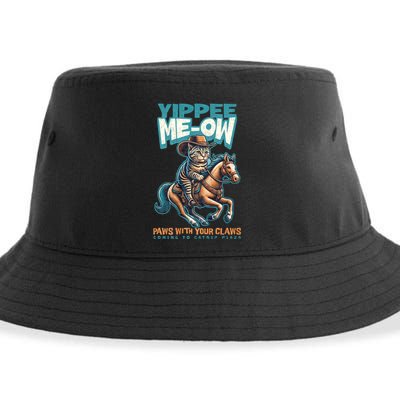 Funny Cat Cowboy Yippee Meow Sustainable Bucket Hat