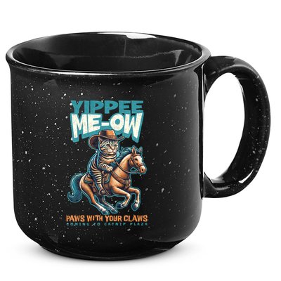 Funny Cat Cowboy Yippee Meow 15oz Campfire Ceramic Mug