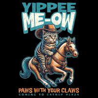Funny Cat Cowboy Yippee Meow Drawstring Bag