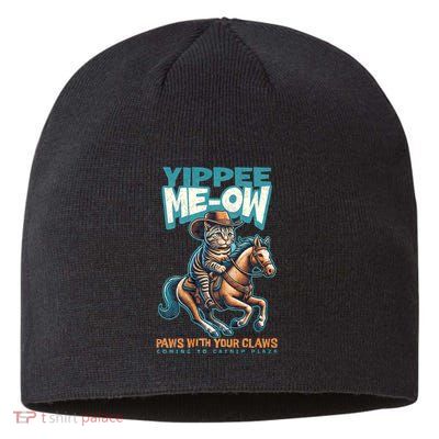 Funny Cat Cowboy Yippee Meow Sustainable Beanie