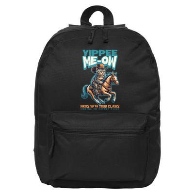 Funny Cat Cowboy Yippee Meow 16 in Basic Backpack