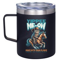 Funny Cat Cowboy Yippee Meow 12oz Stainless Steel Coffee Mug