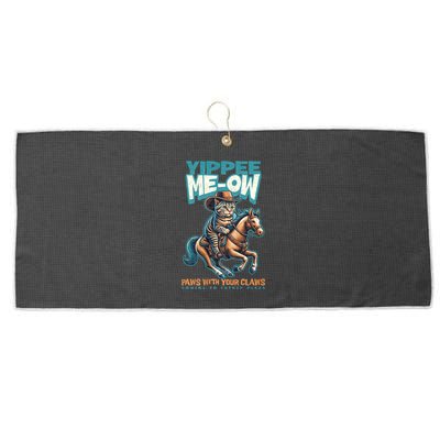 Funny Cat Cowboy Yippee Meow Large Microfiber Waffle Golf Towel
