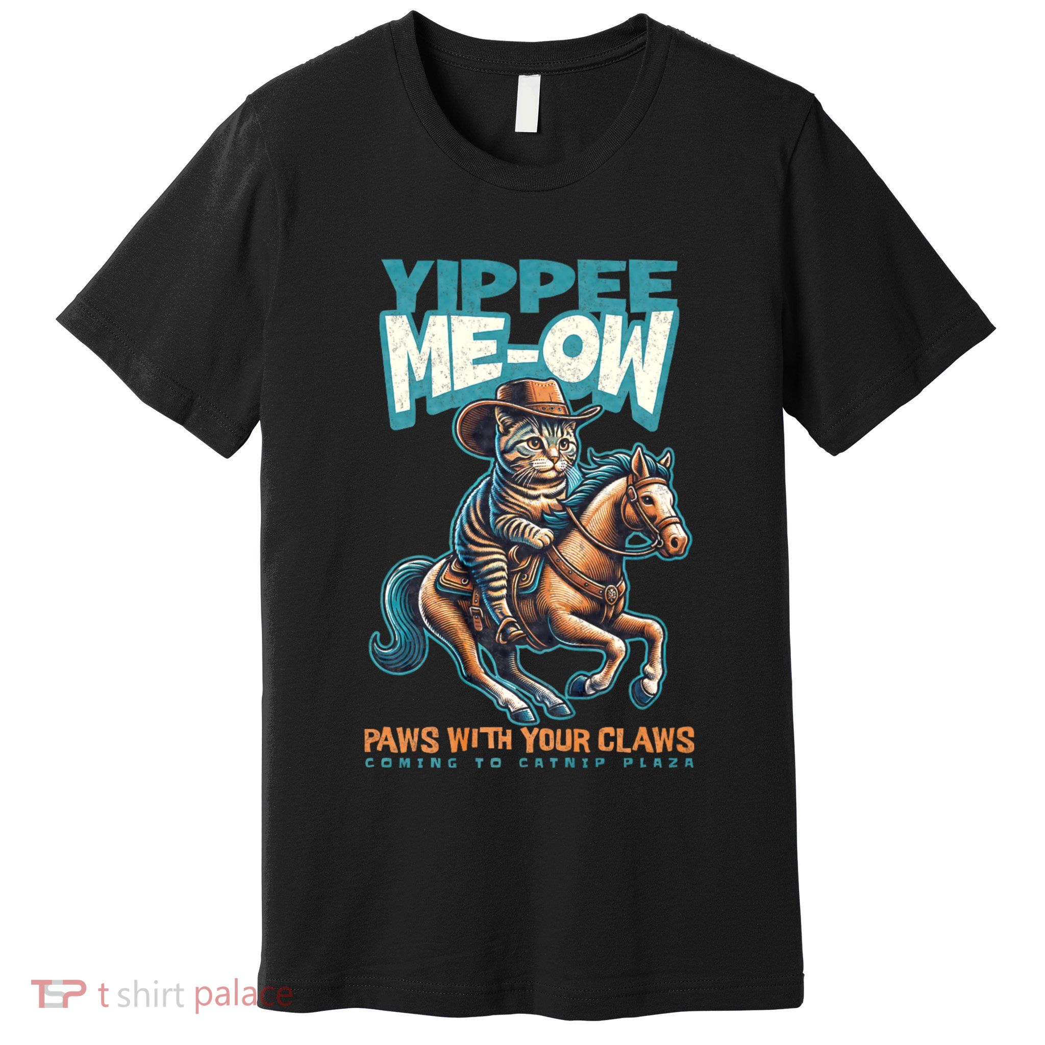 Funny Cat Cowboy Yippee Meow Premium T-Shirt