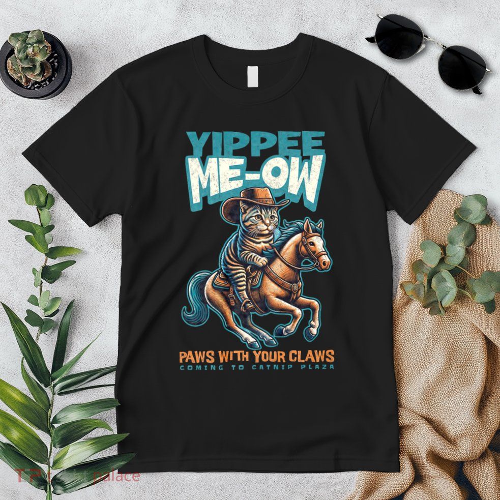 Funny Cat Cowboy Yippee Meow Premium T-Shirt