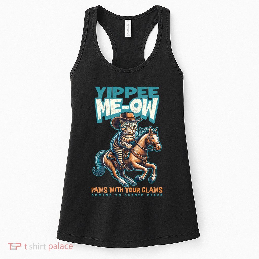 Funny Cat Cowboy Yippee Meow Womens Tank Top