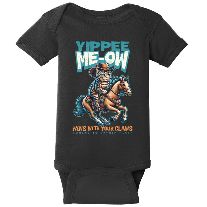 Funny Cat Cowboy Yippee Meow Baby Bodysuit