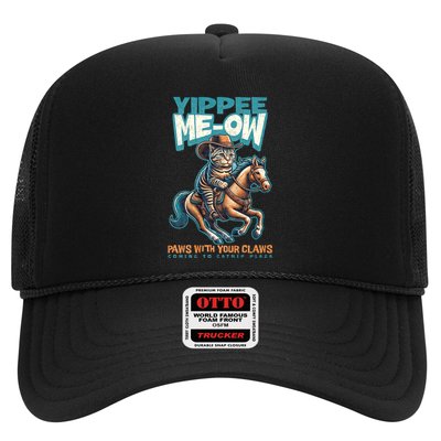 Funny Cat Cowboy Yippee Meow Trucker Hat