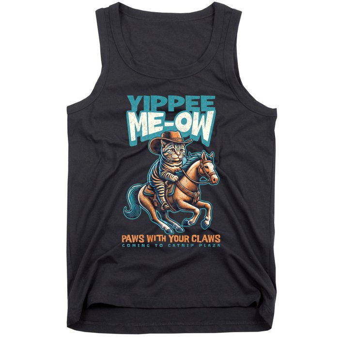 Funny Cat Cowboy Yippee Meow Tank Top