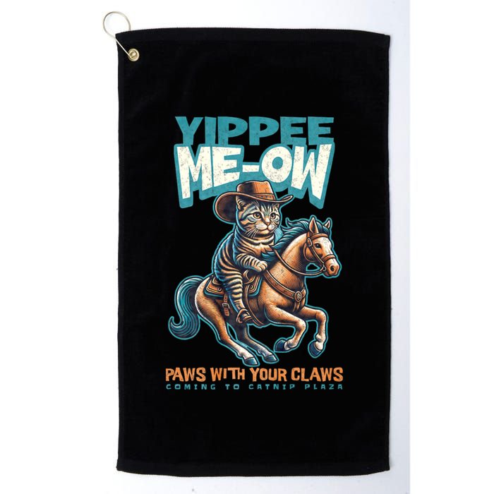 Funny Cat Cowboy Yippee Meow Golf Towel
