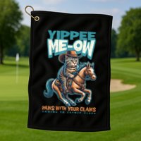 Funny Cat Cowboy Yippee Meow Golf Towel