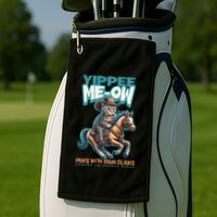 Funny Cat Cowboy Yippee Meow Golf Towel