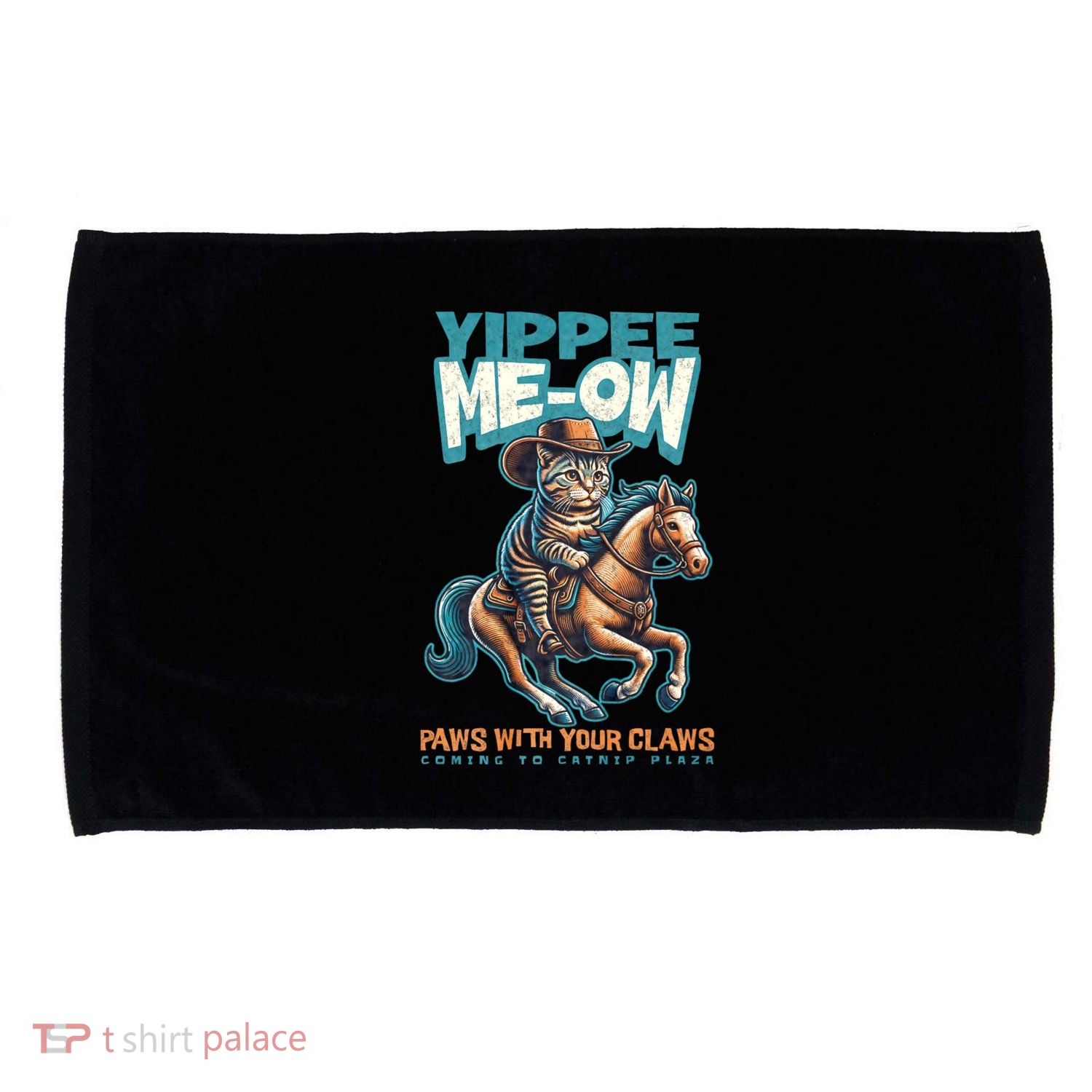 Funny Cat Cowboy Yippee Meow Microfiber Hand Towel