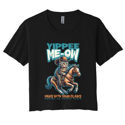 Funny Cat Cowboy Yippee Meow Crop Top