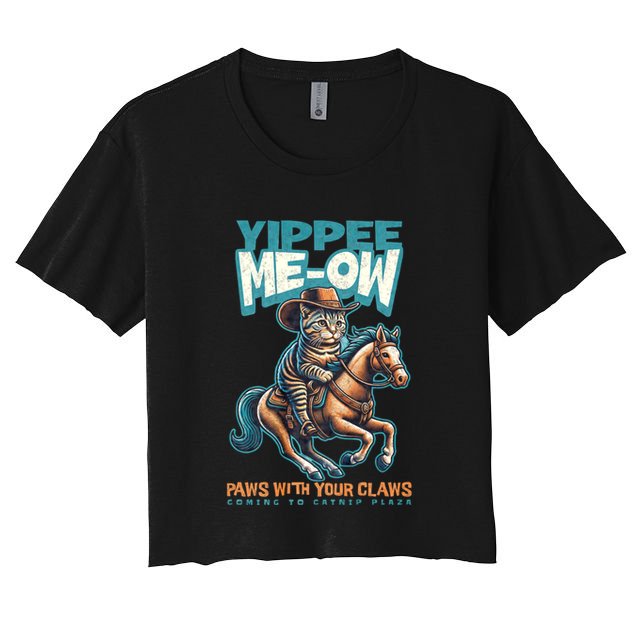 Funny Cat Cowboy Yippee Meow Crop Top