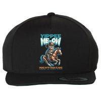 Funny Cat Cowboy Yippee Meow Wool Snapback Cap