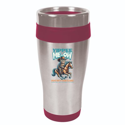 Funny Cat Cowboy Yippee Meow 16oz Travel Tumbler