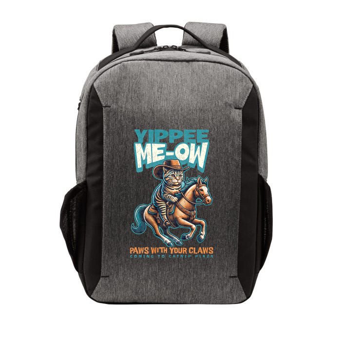 Funny Cat Cowboy Yippee Meow Vector Backpack