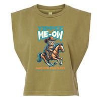 Funny Cat Cowboy Yippee Meow Garment-Dyed Women's Muscle Tee