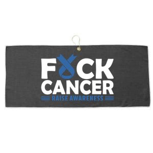 Fuck Cancer Cute Gift Blue Ribbon Colon Cancer Awareness Large Microfiber Waffle Golf Towel