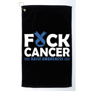 Fuck Cancer Cute Gift Blue Ribbon Colon Cancer Awareness Platinum Collection Golf Towel