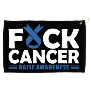 Fuck Cancer Cute Gift Blue Ribbon Colon Cancer Awareness Grommeted Golf Towel