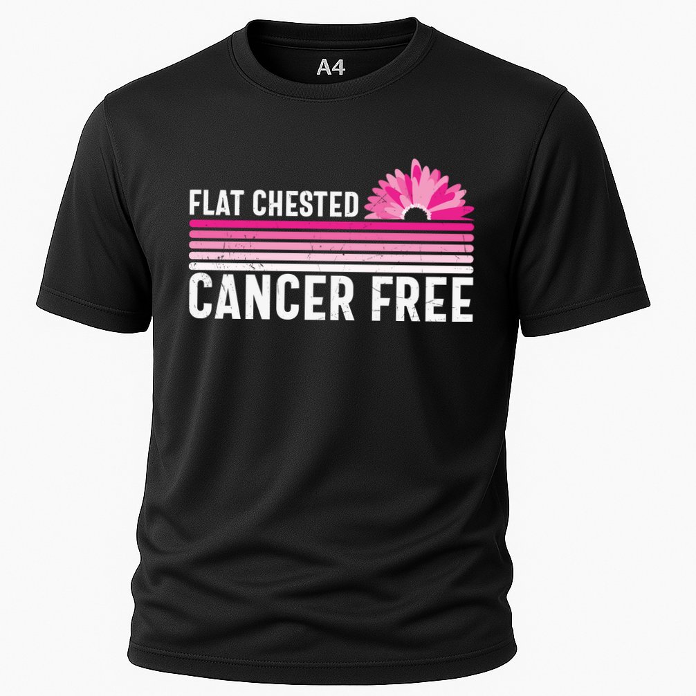 Flat Chested Cancer Free Flower Breast Caner Cooling Performance Crew T-Shirt