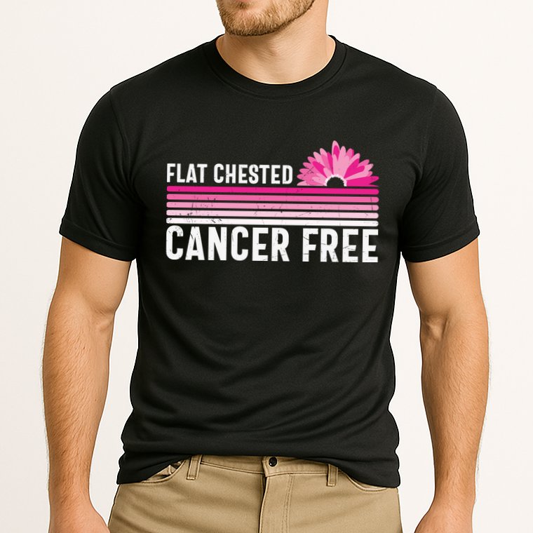 Flat Chested Cancer Free Flower Breast Caner Cooling Performance Crew T-Shirt