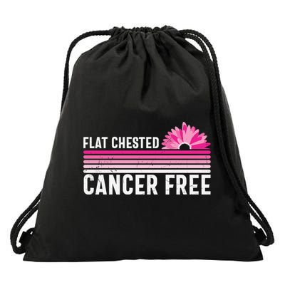 Flat Chested Cancer Free Flower Breast Caner Drawstring Bag